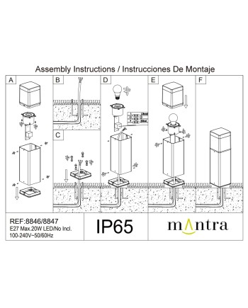 CHICAGO * SOBREMURO EXTERIOR BLANCO CUADRADO 35CM IP65 E27